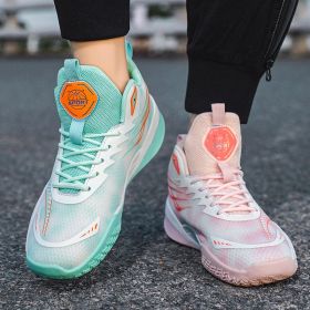 New men's and women's fashion trends comfortable breathable basketball sneakers outdoor men's sneakers 35-45 (Color: Mandarin duck (Pink + Moon), size: 35)