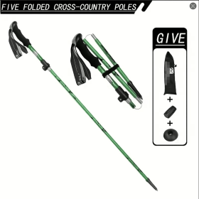 5-Section Collapsible Hiking Poles - Lightweight Trekking Poles with Secure External Lock, Adjustable Length (Color: green)