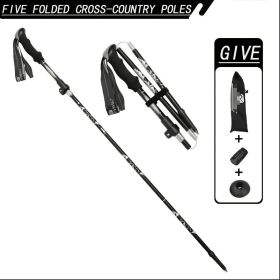 5-Section Collapsible Hiking Poles - Lightweight Trekking Poles with Secure External Lock, Adjustable Length (Color: black)